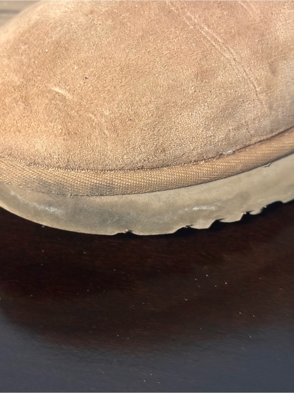 UGG Classic Ultra Mini Chestnut Suede Shearling Booties - Picture 7 of 8
